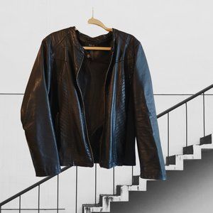 Style & Co. Women's Black Faux Leather Lightweight Jacket XL - Used